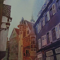 Streets of Colmar, Watercolor, 14x11