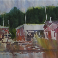 Finn Slough  II, watercolor, 2024 I&#39;ve Been There Exhibition, Apr 10-May 28, Timms Community Centre, 20399 Douglas Cr, Langley