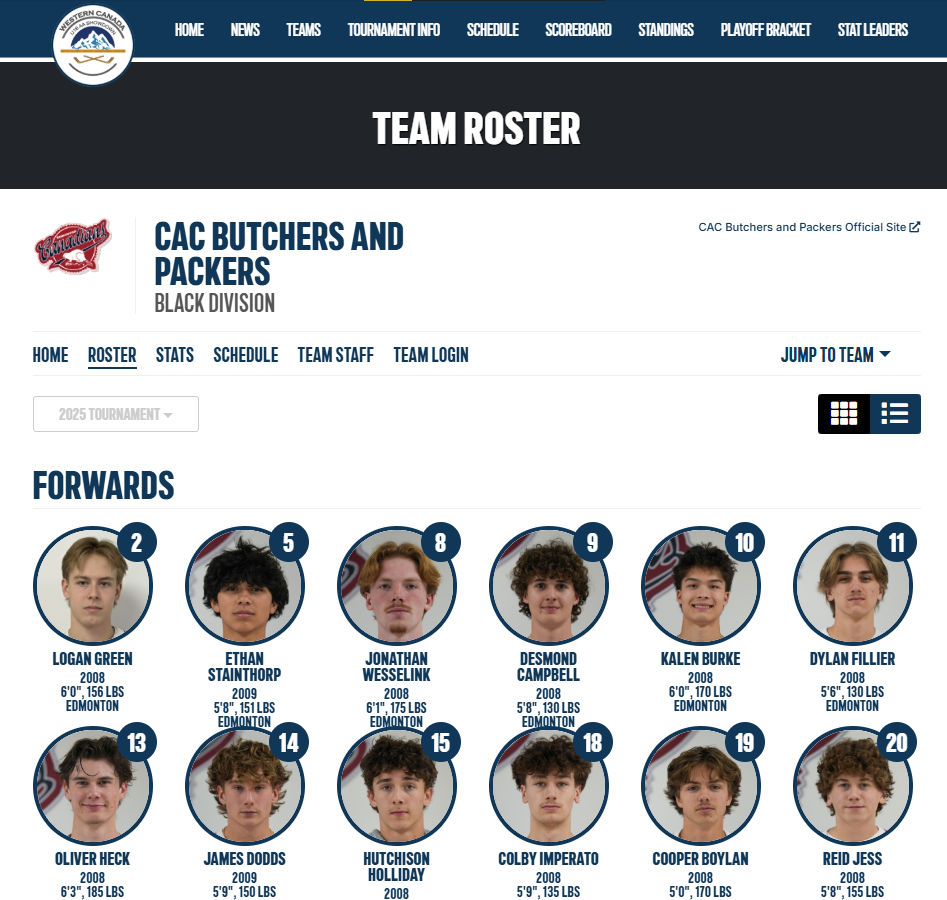 CAC Roster on Western Canada Showdown