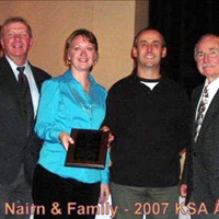 John Thompson (KSA President), Karen &amp;amp; Boyd Nairn (recipients on behalf of the Nairn family including daughters Leah &amp;amp; Dayna) and Jim Fanning (guest speaker) (11/13/07)