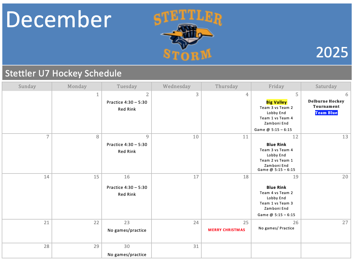 December Schedule