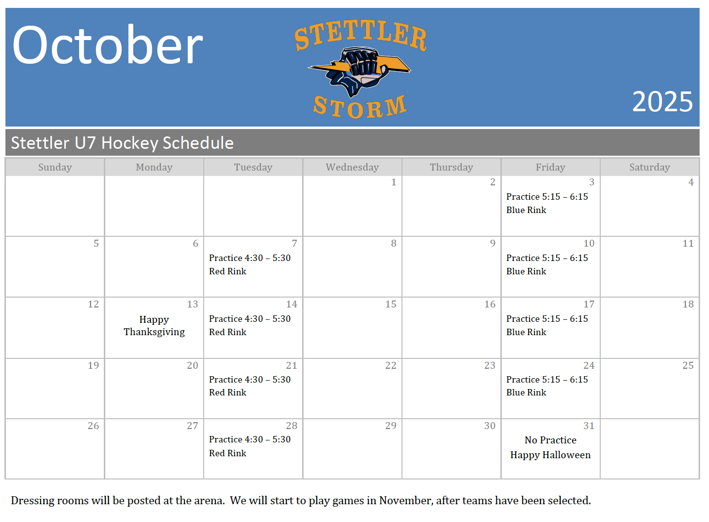 October Schedule
